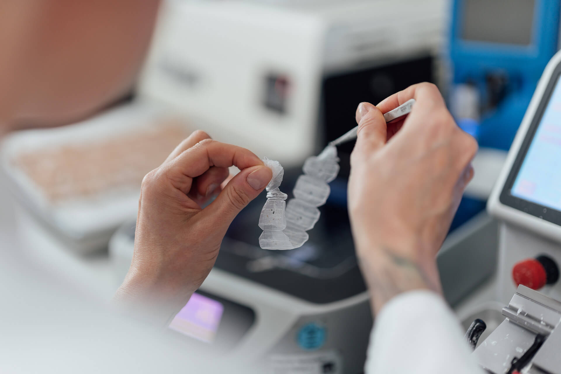 Detailaufnahme eines Schnittes aus einem Paraffinblock in der Pathologie